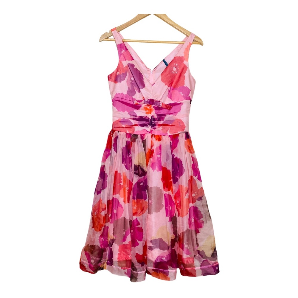 Decjuba Australia Retro Dress Size US XS AU 8 Party Floral Chiffon Pink